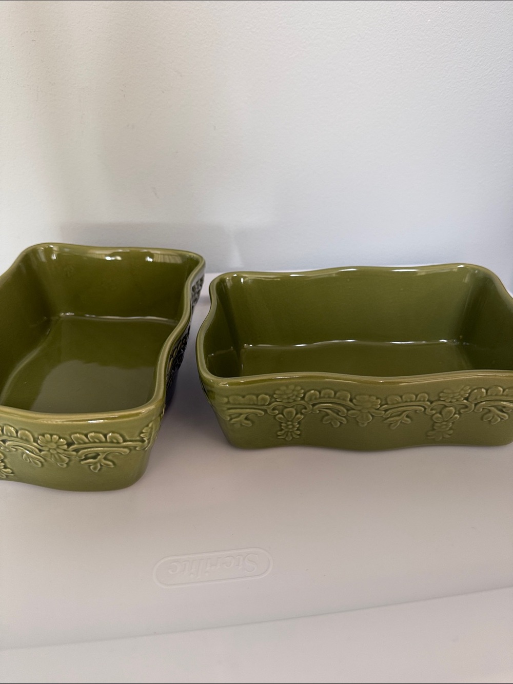 Temp-Tations Olive Green Embossed Ceramic Baking Dishes - Set of 2